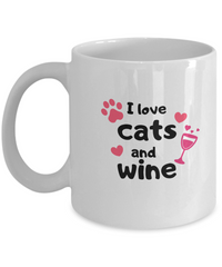 I Love Cats and Wine Mug - White