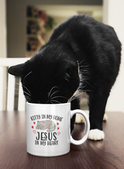 Kitty In My Home Jesus In My Heart White Mug