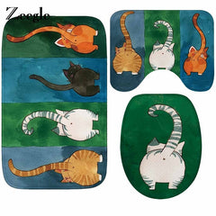 Adorable Kitty  3 Piece Absorbent Bathroom Mats